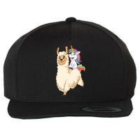 Unicorn Riding Llama Wool Snapback Cap