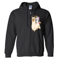 Unicorn Riding Llama Full Zip Hoodie