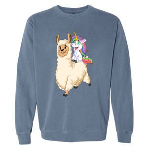 Unicorn Riding Llama Garment-Dyed Sweatshirt