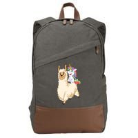 Unicorn Riding Llama Cotton Canvas Backpack