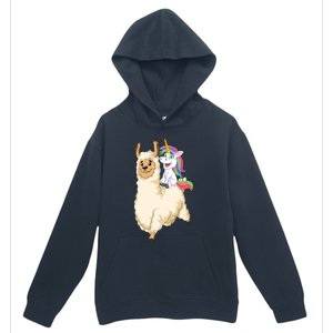 Unicorn Riding Llama Urban Pullover Hoodie