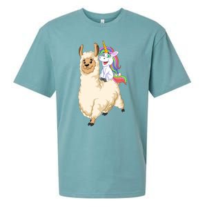 Unicorn Riding Llama Sueded Cloud Jersey T-Shirt