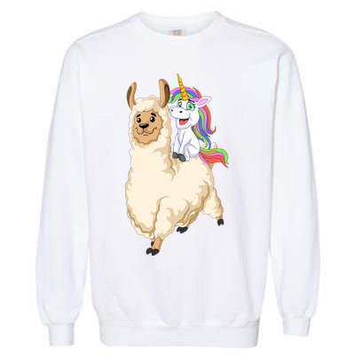 Unicorn Riding Llama Garment-Dyed Sweatshirt