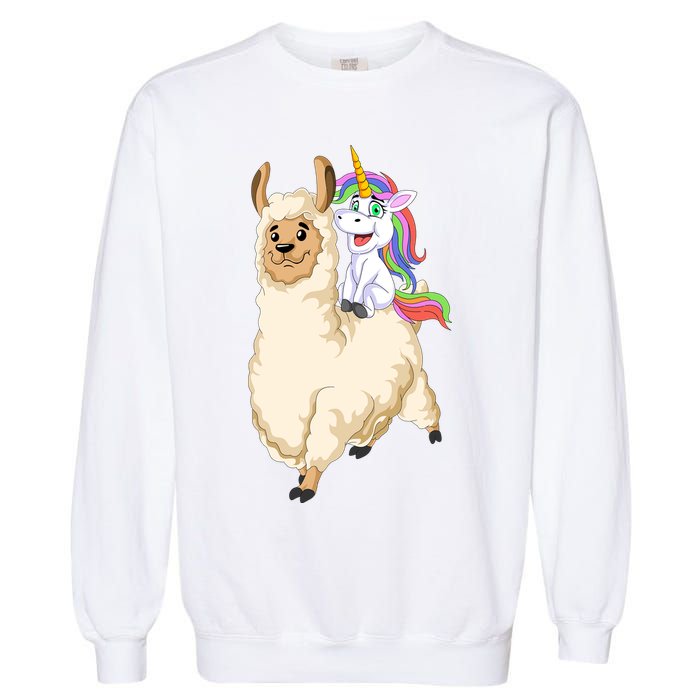 Unicorn Riding Llama Garment-Dyed Sweatshirt