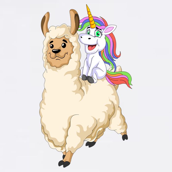 Unicorn Riding Llama Garment-Dyed Sweatshirt