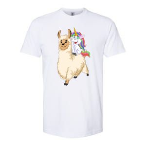 Unicorn Riding Llama Softstyle CVC T-Shirt