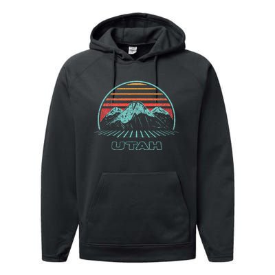 Utah Retro Mountain Hiking 80s Style Performance Fleece Hoodie