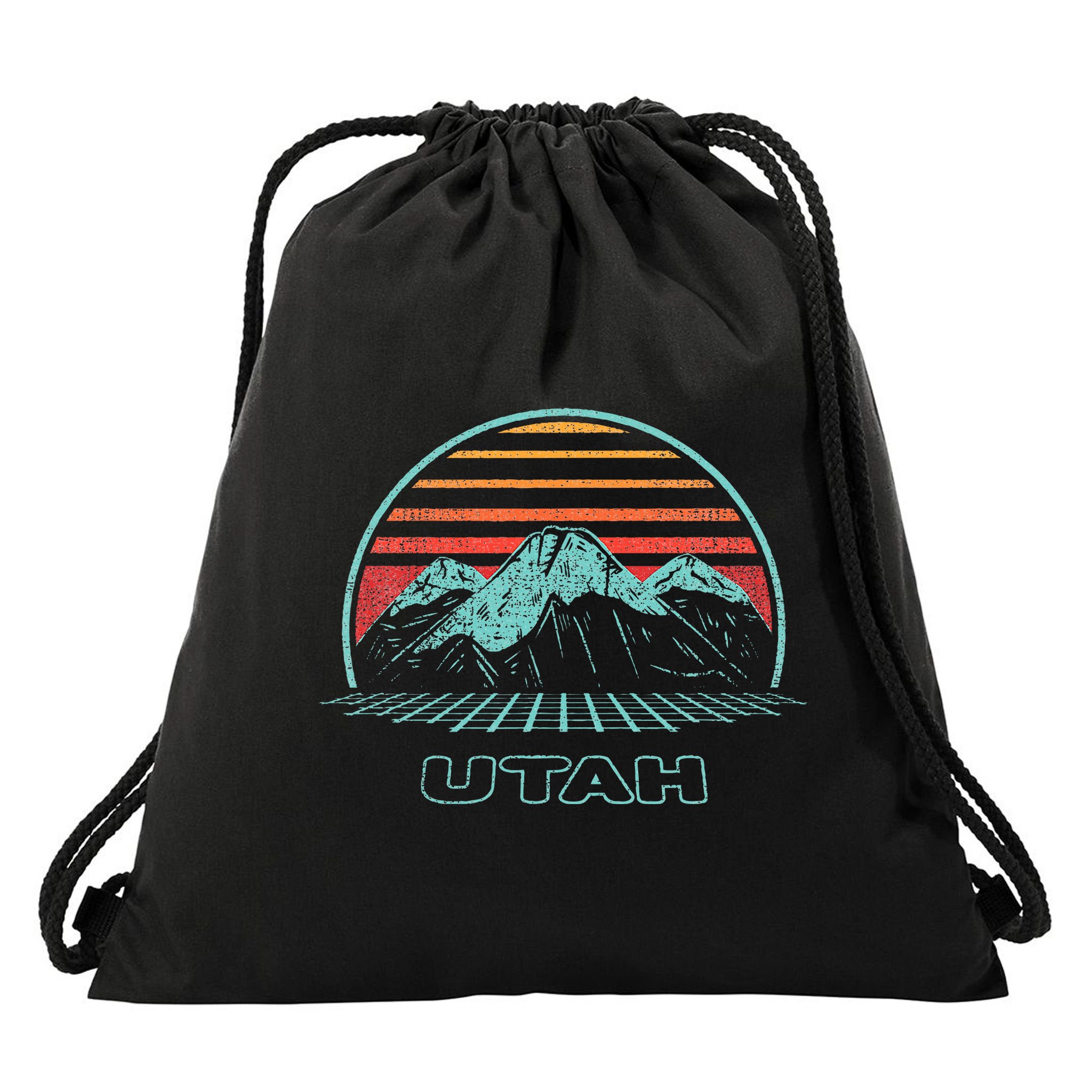 Utah Retro Mountain Hiking 80s Style Drawstring Bag