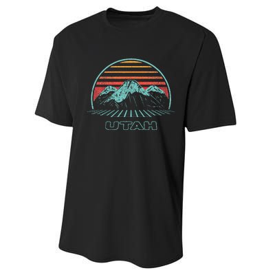 Utah Retro Mountain Hiking 80s Style Performance Sprint T-Shirt