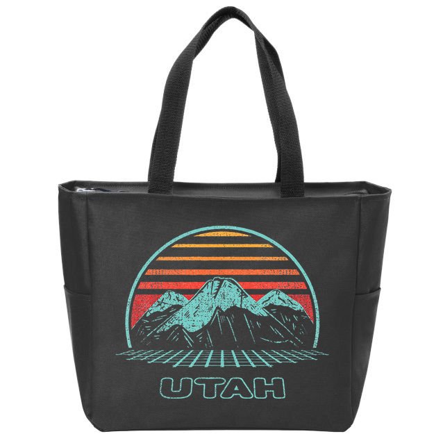 Utah Retro Mountain Hiking 80s Style Zip Tote Bag