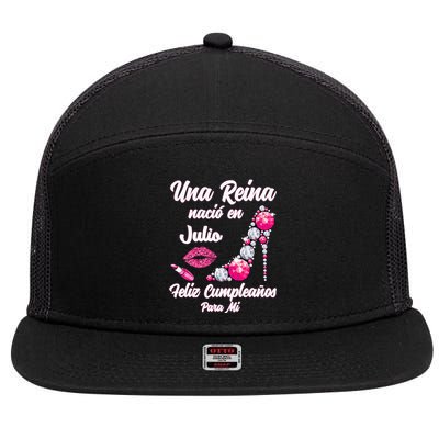 Una Reina Nacio En Julio Cumpleanos Camisa Best July 7 Panel Mesh Trucker Snapback Hat