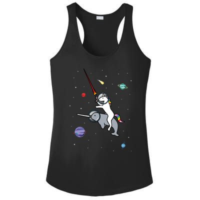 Unicorn Riding Narwhal In Space Ladies PosiCharge Competitor Racerback Tank