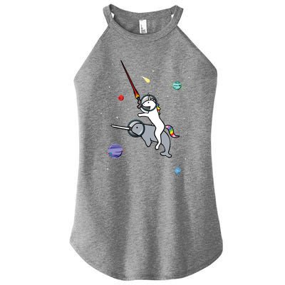 Unicorn Riding Narwhal In Space Women’s Perfect Tri Rocker Tank