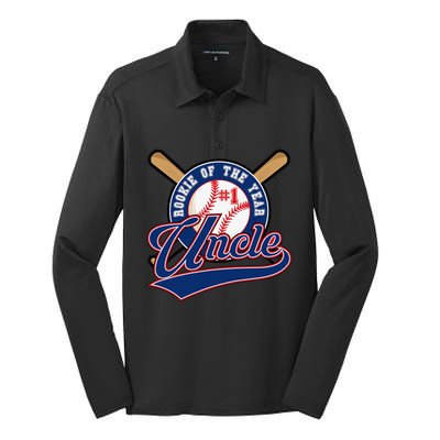 Uncle Rookie of Year 1st Birthday Baseball Theme Matching Silk Touch Performance Long Sleeve Polo