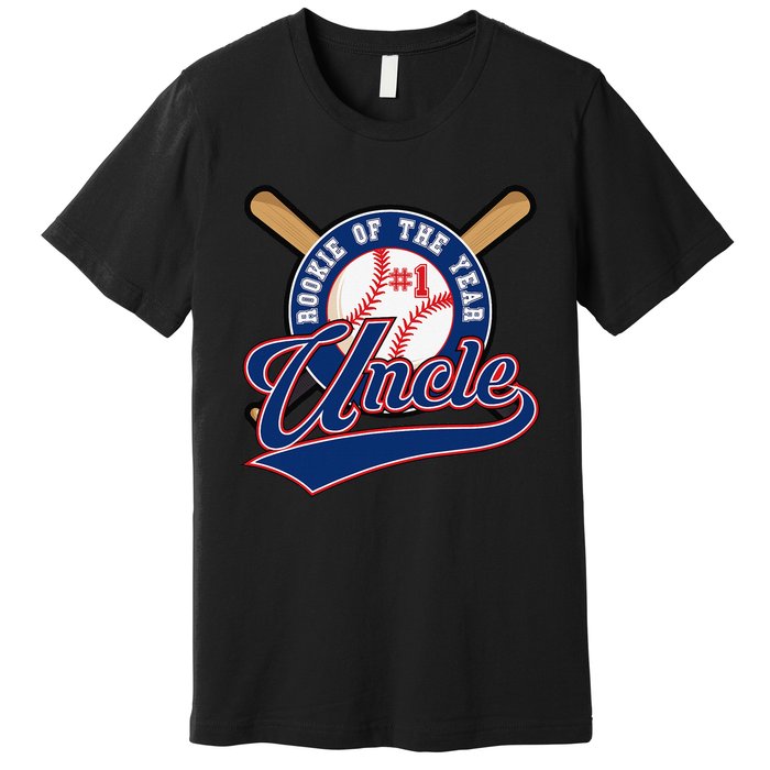 Uncle Rookie of Year 1st Birthday Baseball Theme Matching Premium T-Shirt