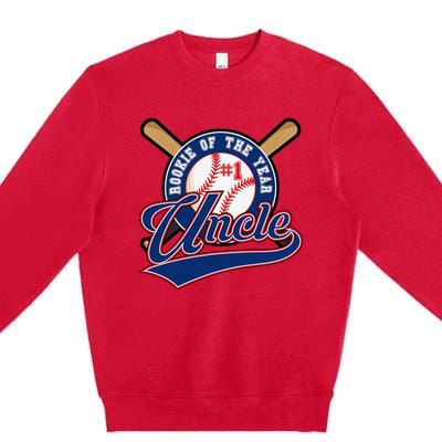 Uncle Rookie of Year 1st Birthday Baseball Theme Matching Premium Crewneck Sweatshirt