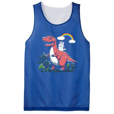 Unicorn Riding On Dinosaur Rainbow Gift Mesh Reversible Basketball Jersey Tank