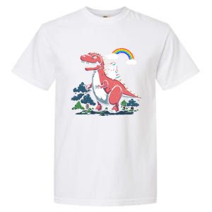 Unicorn Riding On Dinosaur Rainbow Gift Garment-Dyed Heavyweight T-Shirt