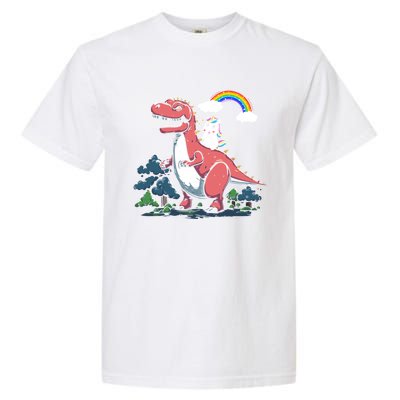 Unicorn Riding On Dinosaur Rainbow Gift Garment-Dyed Heavyweight T-Shirt