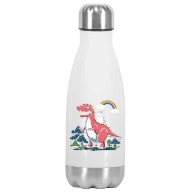 Unicorn Riding On Dinosaur Rainbow Gift Stainless Steel Insulated Water Bottle