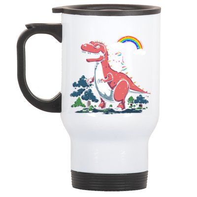 Unicorn Riding On Dinosaur Rainbow Gift Stainless Steel Travel Mug