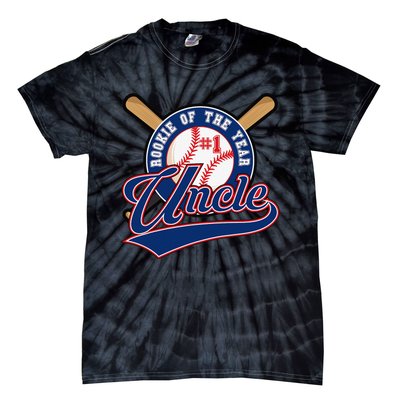 Uncle Rookie of Year 1st Birthday Baseball Theme Matching Tie-Dye T-Shirt