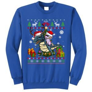 Unicorn Riding On Dinosaur Santa Hat Ugly Christmas Sweater Gift Sweatshirt