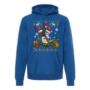 Unicorn Riding On Dinosaur Santa Hat Ugly Christmas Sweater Gift Premium Hoodie