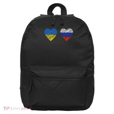 Ukraine Russia Peace, Ukrainian And Russian Flag Heart 16 in Basic Backpack