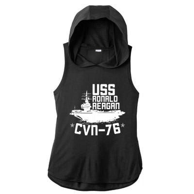 Uss Ronald Regan Cvn76 Aircraft Carrier For A Veteran Ladies PosiCharge Tri-Blend Wicking Draft Hoodie Tank