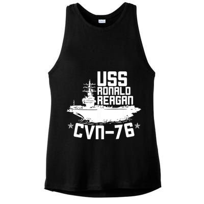 Uss Ronald Regan Cvn76 Aircraft Carrier For A Veteran Ladies PosiCharge Tri-Blend Wicking Tank