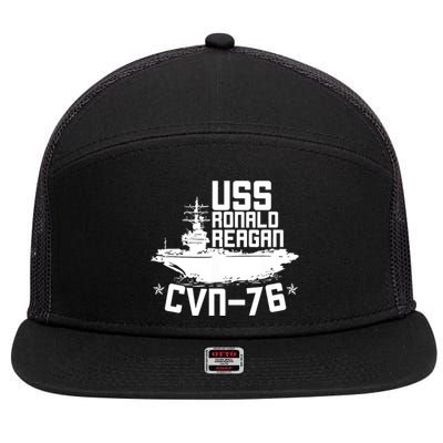 Uss Ronald Regan Cvn76 Aircraft Carrier For A Veteran 7 Panel Mesh Trucker Snapback Hat