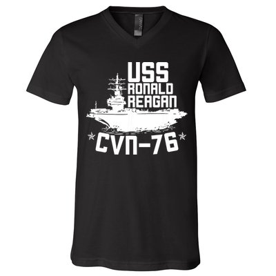 Uss Ronald Regan Cvn76 Aircraft Carrier For A Veteran V-Neck T-Shirt