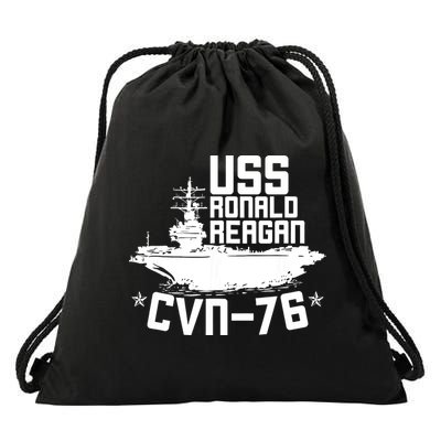 Uss Ronald Regan Cvn76 Aircraft Carrier For A Veteran Drawstring Bag