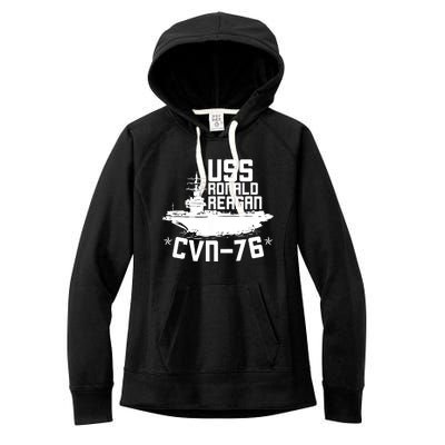 Uss Ronald Regan Cvn76 Aircraft Carrier For A Veteran Women's Fleece Hoodie