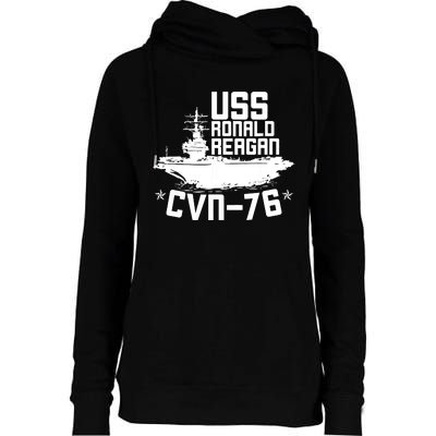 Uss Ronald Regan Cvn76 Aircraft Carrier For A Veteran Womens Funnel Neck Pullover Hood