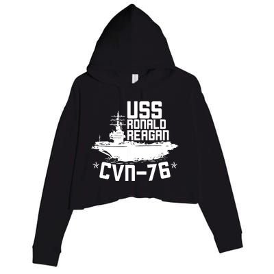 Uss Ronald Regan Cvn76 Aircraft Carrier For A Veteran Crop Fleece Hoodie