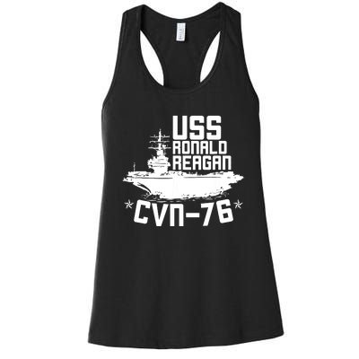 Uss Ronald Regan Cvn76 Aircraft Carrier For A Veteran Women's Racerback Tank