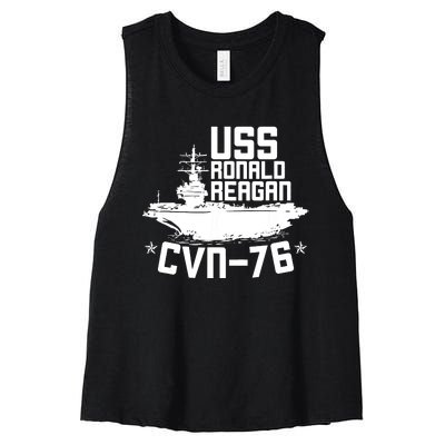 Uss Ronald Regan Cvn76 Aircraft Carrier For A Veteran Women's Racerback Cropped Tank