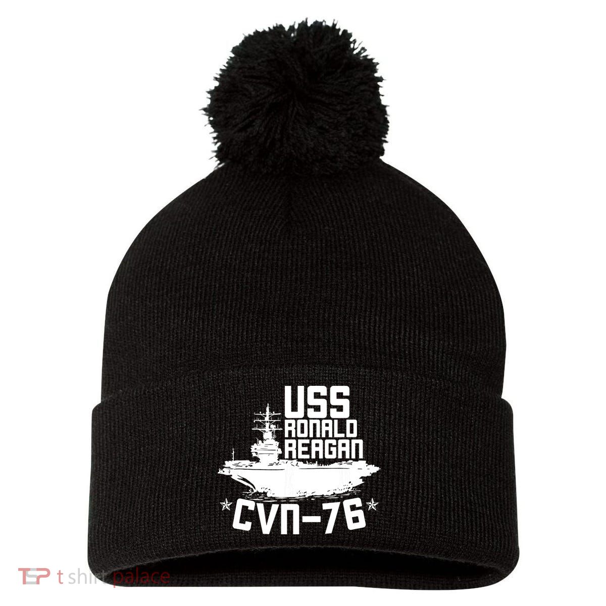 Uss Ronald Regan Cvn76 Aircraft Carrier For A Veteran Pom Pom 12in Knit Beanie