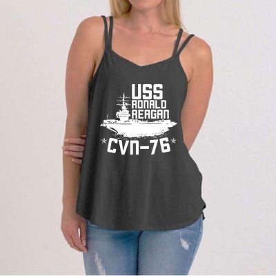 Uss Ronald Regan Cvn76 Aircraft Carrier For A Veteran Women's Strappy Tank