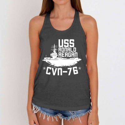 Uss Ronald Regan Cvn76 Aircraft Carrier For A Veteran Women's Knotted Racerback Tank