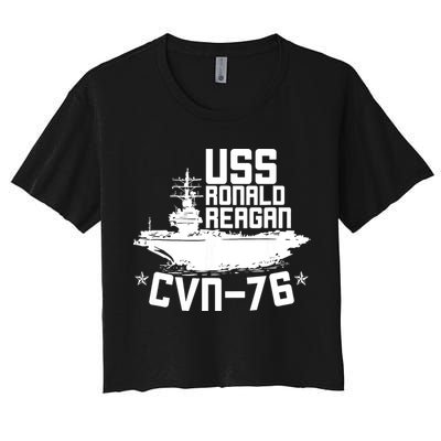 Uss Ronald Regan Cvn76 Aircraft Carrier For A Veteran Crop Top