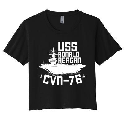 Uss Ronald Regan Cvn76 Aircraft Carrier For A Veteran Women's Crop Top Tee