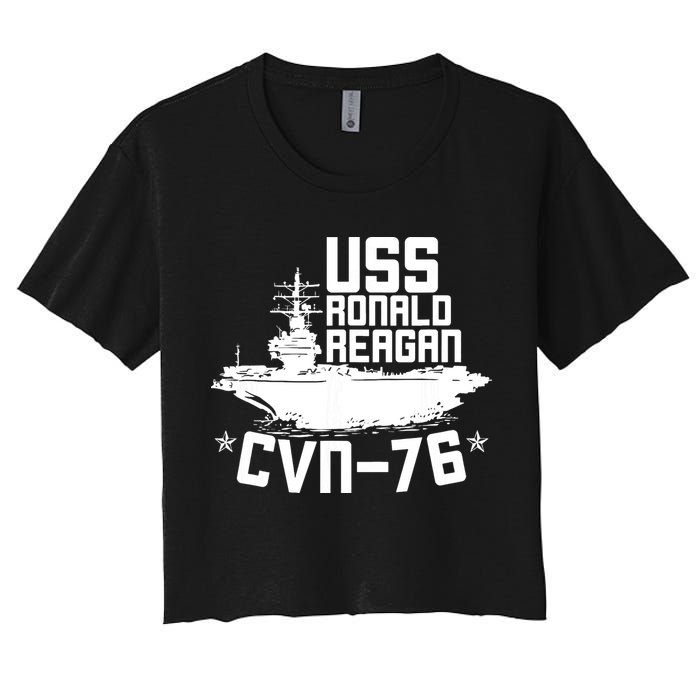 Uss Ronald Regan Cvn76 Aircraft Carrier For A Veteran Women's Crop Top Tee