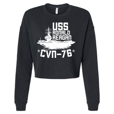 Uss Ronald Regan Cvn76 Aircraft Carrier For A Veteran Cropped Pullover Crew