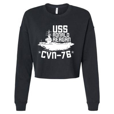 Uss Ronald Regan Cvn76 Aircraft Carrier For A Veteran Cropped Pullover Crew