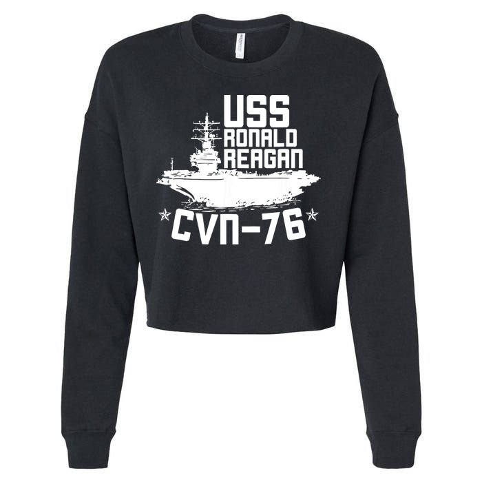 Uss Ronald Regan Cvn76 Aircraft Carrier For A Veteran Cropped Pullover Crew