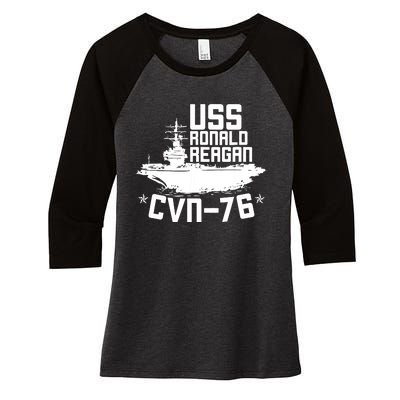 Uss Ronald Regan Cvn76 Aircraft Carrier For A Veteran Women's Tri-Blend 3/4-Sleeve Raglan Shirt