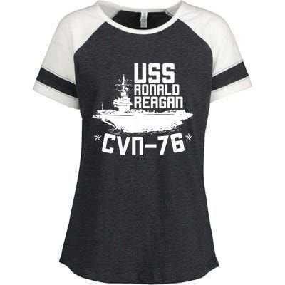 Uss Ronald Regan Cvn76 Aircraft Carrier For A Veteran Enza Ladies Jersey Colorblock Tee